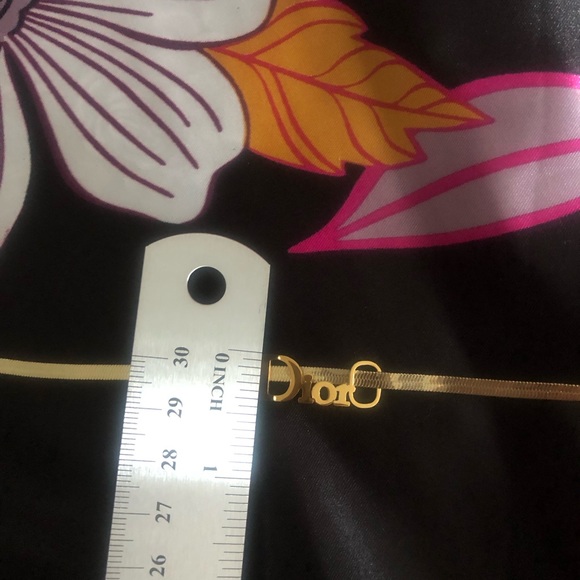 DIOR Tag onto a Necklace 14k Gold Plated Herringbone Chain - Picture 9 of 13